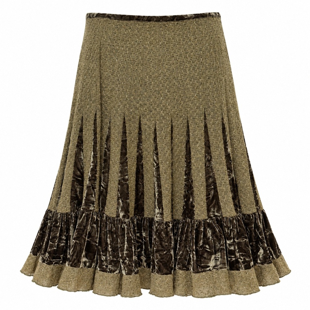 Whimsigoth Fairycore Wool Blend Midi Skirt Size 10 Goblincore Earthy Boho Velvet
